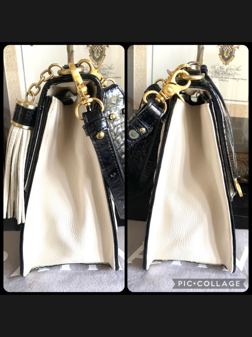 ▪️AMAZING CREME FLORENTINE OPHELIA BRAHMIN QUILTED LEATHER SATCHEL▪️ - Picture 7 of 15